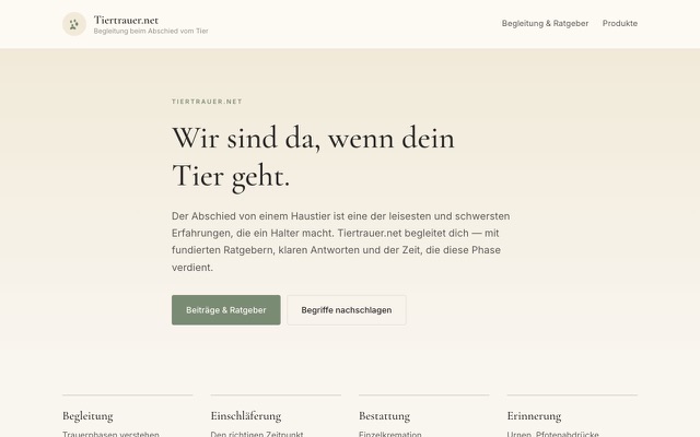 Screenshot Tiertrauer.net